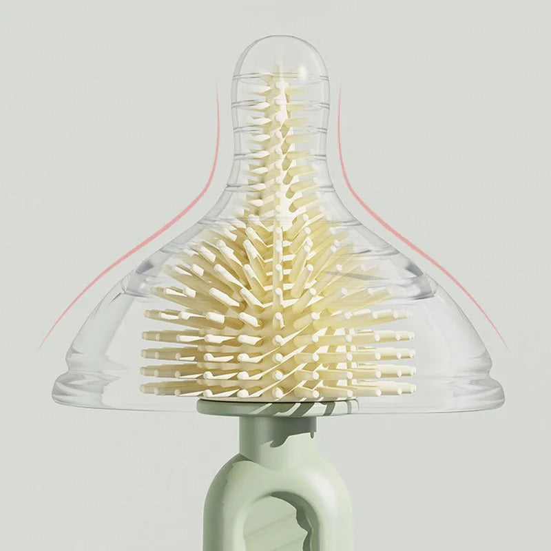 סט מברשת סיליקון לניקוי בקבוקים – כולל מתקן ייבוש מסתובב 360°