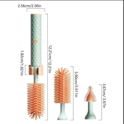 מברשת חשמלית מסיליקון לניקוי בקבוקים ופיות – מסתובבת 360°