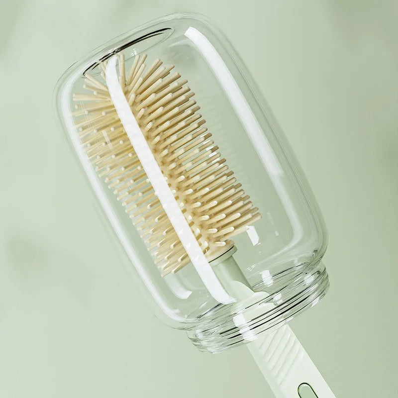 סט מברשת סיליקון לניקוי בקבוקים – כולל מתקן ייבוש מסתובב 360°